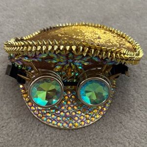 Steampunk Festival Captain Hat + Spiked Goggles Set - EDC Burning Man Rave
